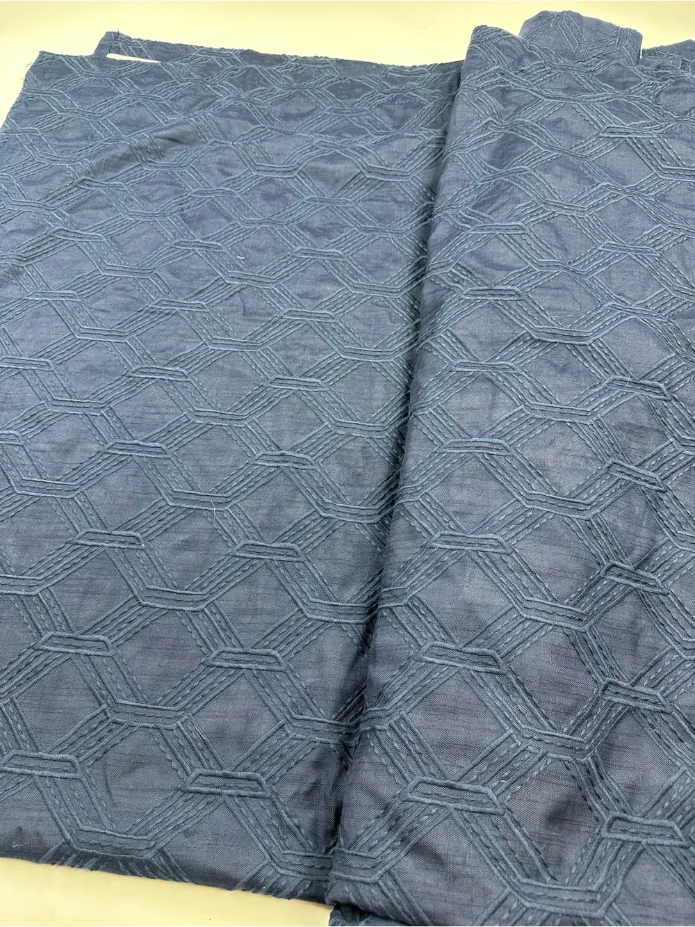 Everhome Embroidered Diamondweave Blue Blackout Curtain 50 x 95 inches